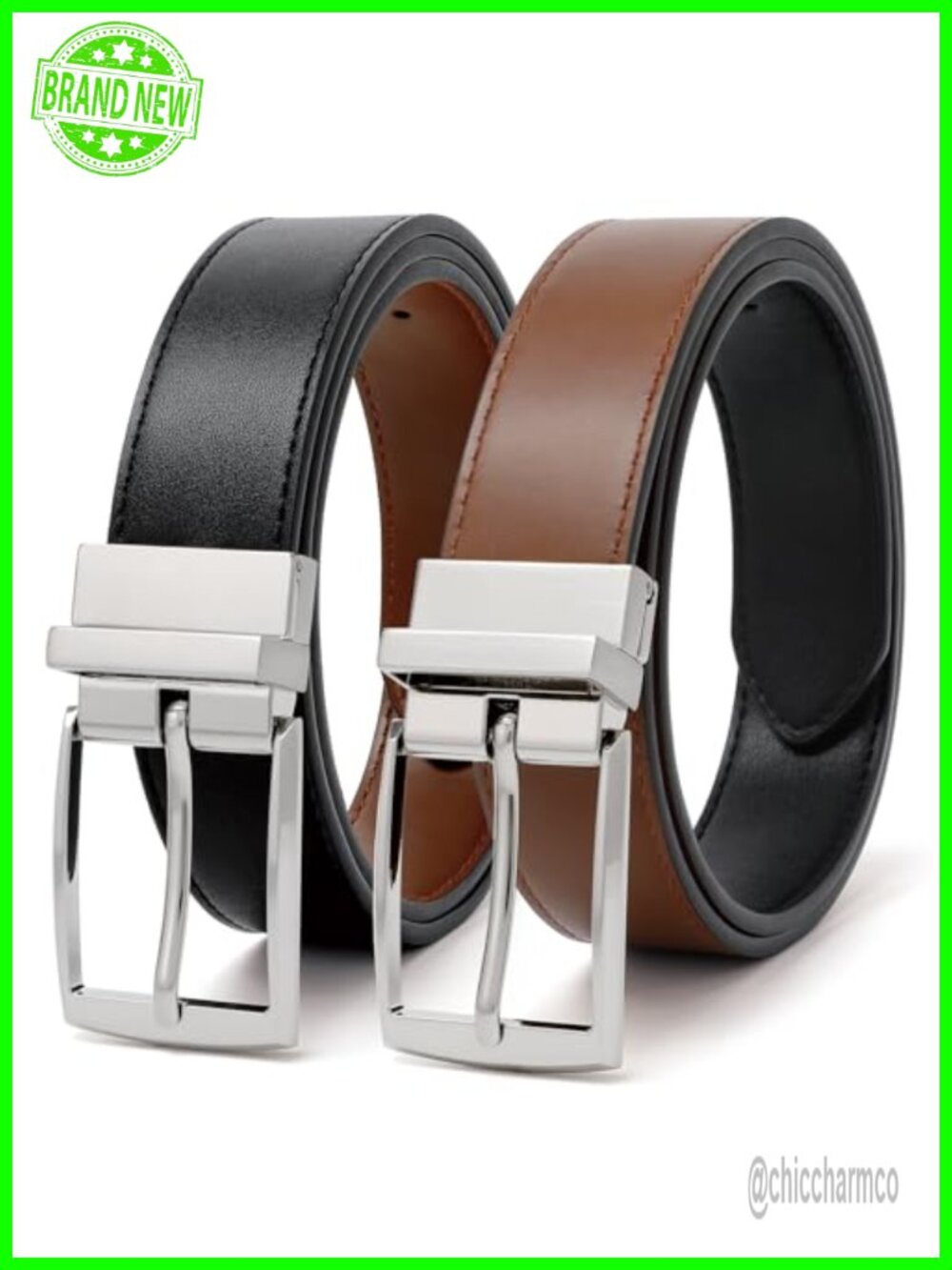 Reversible Faux Leather Belt for Women Jeans Pants Dress Adjustable